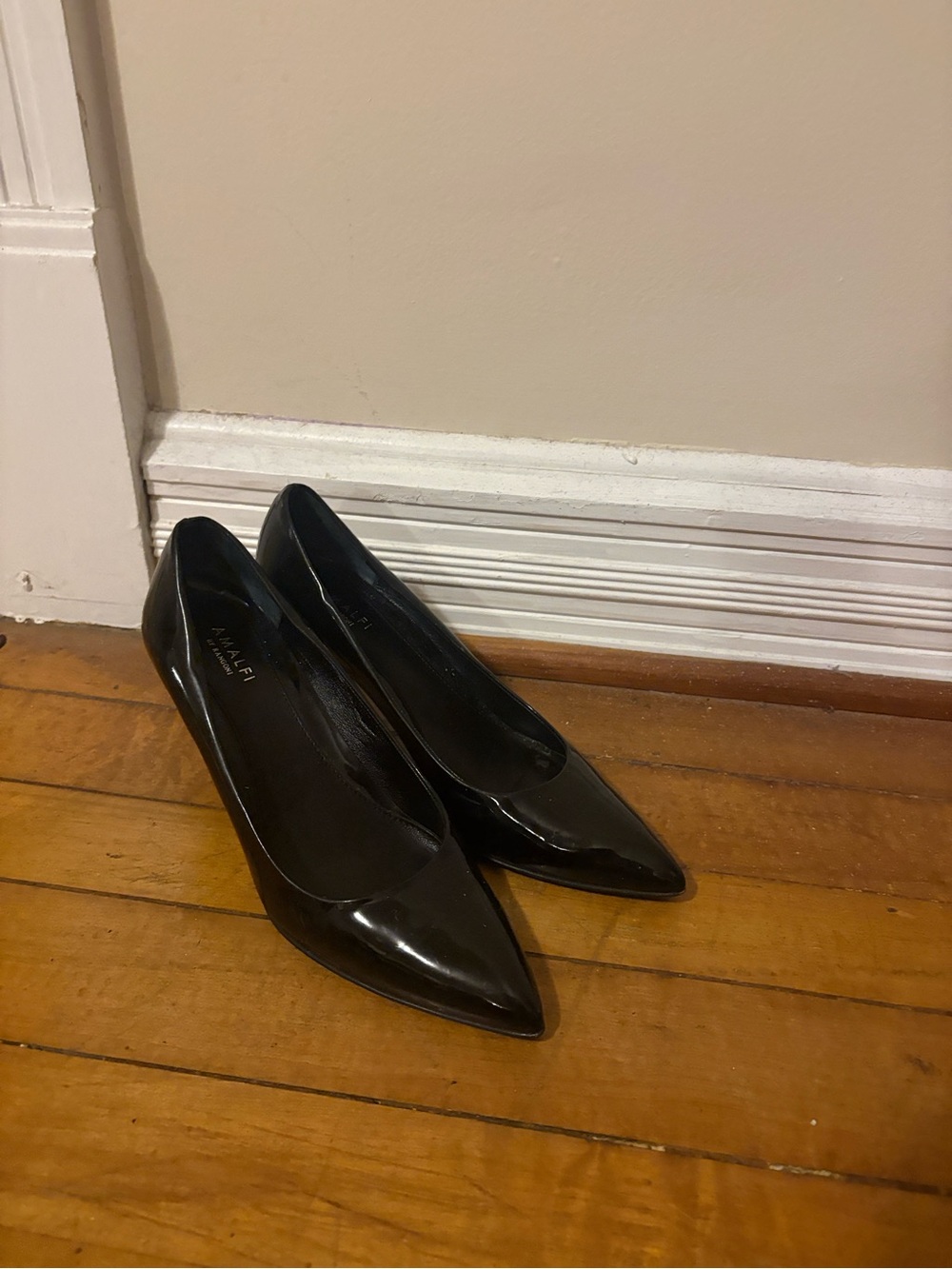 Amalfi Black Patent Pointed-Toe Heels